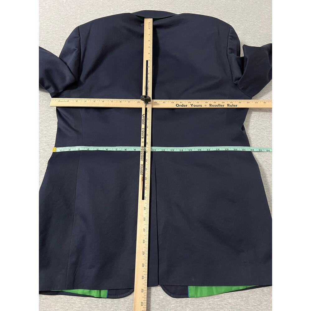 Vintage Y2K Tommy Hilfiger Navy Twill Blazer 42R Tailored Green Lining Preppy - Picture 6 of 16